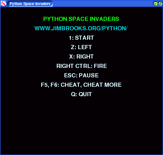 screenshot of pyspaceinvaders