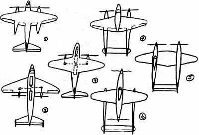P-38 Lightning prototypes drawing
