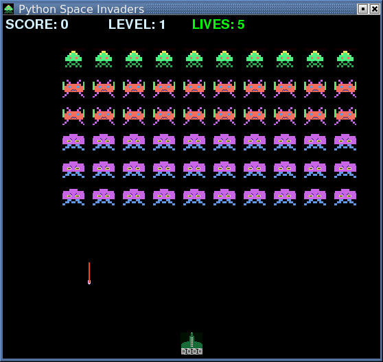 screenshot of Python Space Invaders